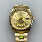 Rolex Sky-Dweller REF# 336935 Gold Dial Watch in Yellow Gold 904L Steel Case （1:1Super Clone）