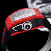 Luxury Sport Replica Richard Mille RM 40-01 Red Carbon Fiber Case Watch With Black Rubber Strap - Image 9