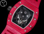Best Richard Mille RM52-01 Replica - Red Rubber Strap, Skeleton Dial, Swiss Tourbillon, Carbon Fiber Case - Image 3