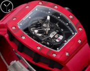 Best Richard Mille RM52-01 Replica - Red Rubber Strap, Skeleton Dial, Swiss Tourbillon, Carbon Fiber Case - Image 8