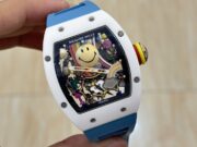 Richard Mille RM 88 Smiley Automatic Tourbillon Replica White Ceramic Blue Strap Watch - Image 3