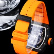 Swiss Super Clone Richard Mille RM 35-01 with NTPT Carbon Fiber Case, Orange Silicone Strap - Image 3