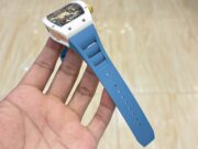 Richard Mille RM 88 Smiley Automatic Tourbillon Replica White Ceramic Blue Strap Watch - Image 7