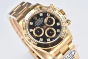 Rolex Daytona Watch – Black Enamel Dial with Moissanite Stones - Image 4