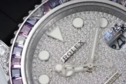 Rolex Yacht-Master 42mm Platinum Case Watch with Diamond & Amethyst Bezel and Black Rubber Strap - Image 5