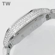 Cartier Santos Full Diamond Bezel Silver Watch - Image 6
